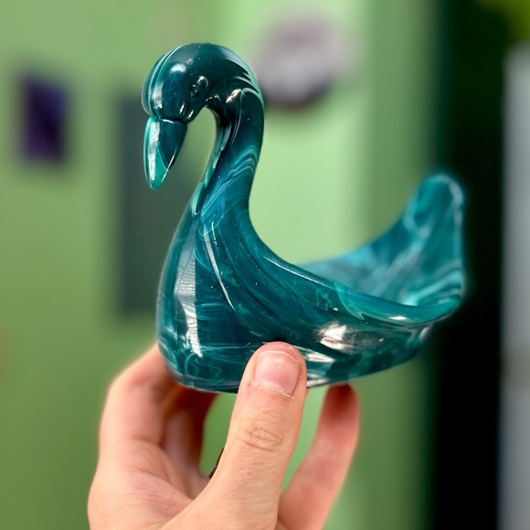 Vintage Turquoise Green Swan Retro Cottagecore Farmhouse Soap Bar Holder Dish - Picture 6 of 11